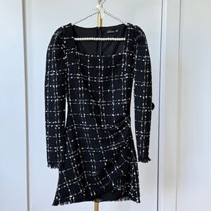 Sevenday Black & White Tweed Mini Dress